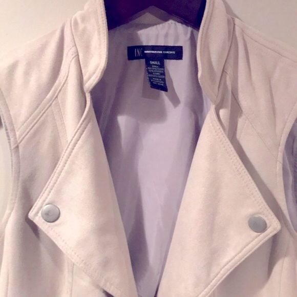 INC Faux Suede Open Front Moto Vest - Picture 4 of 9